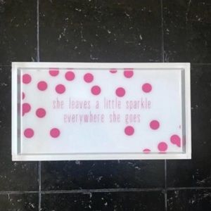 “She Leaves a Sparkle" Pink and White Jewelry Tray